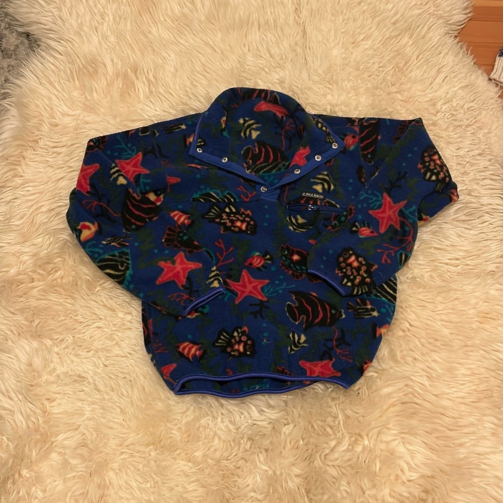 Vintage printed fleece 1/4 snap